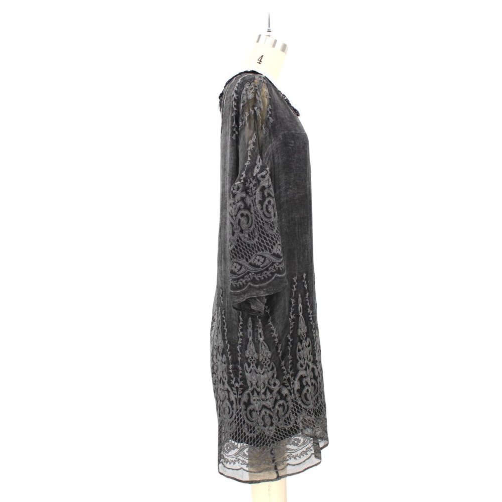 Save The Queen Gray Silk Lace Shift Dress w/Lining - Picture 6 of 13